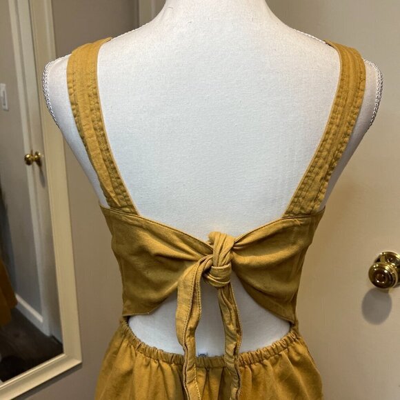 OAT New York Honey Mustard Bow Back Button Front Flounce Dress, Size Small - Picture 13 of 16